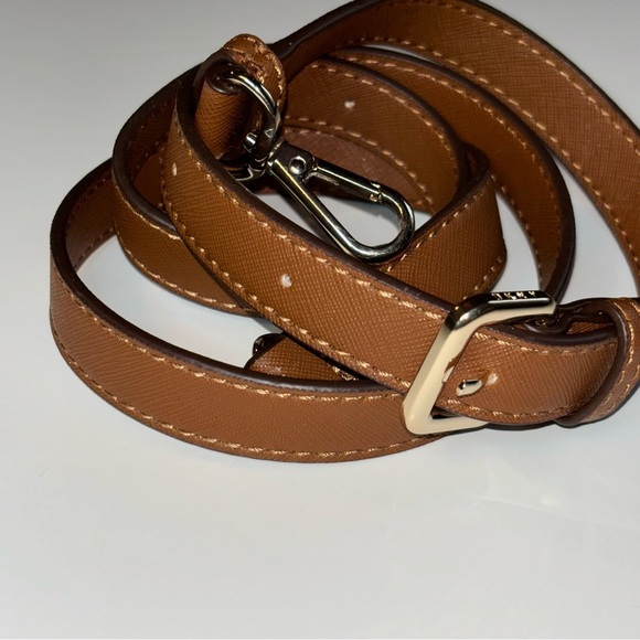 DKNY Brown Saffiano Leather Replacement Adjustable Crossbody Strap - Picture 4 of 5